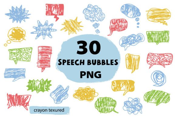 30 Crayon Textured Speech Bubbles: A Practical Asset for Hand-Drawn Design