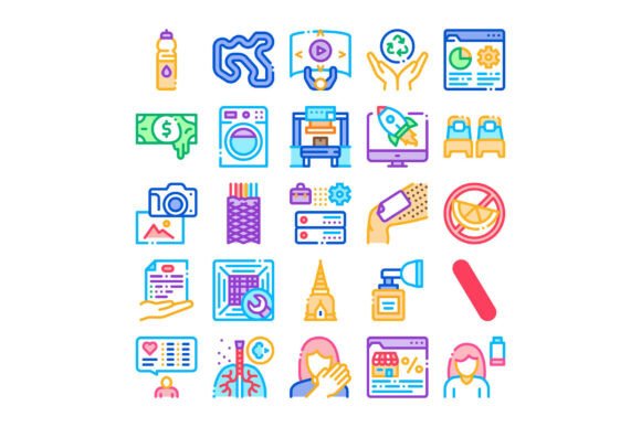 Business Health Hygiene Technology Icons: Streamlining Visual Communication for Modern Organizations