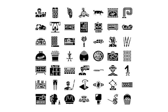 Diverse Collection of Glyph Icons Illust
