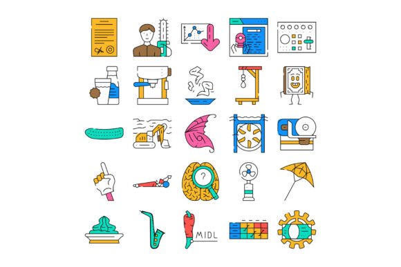 Diverse Icon Set Line Art for Modern Design Needs