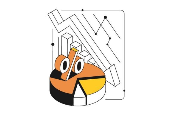 Isometric Pie Chart with Falling Chart W: Modern Data Visualization