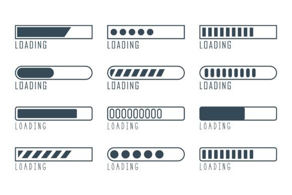 Loading Bar Progress Indicator Set UI UX: Vector Assets