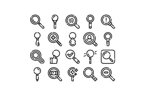 Magnifying Glasses Icon Set for Search UI