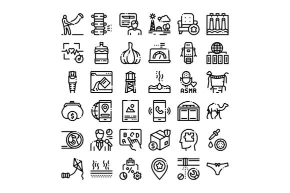 Outline Icons Set Illustrating Business: Enhancing Digital Clarity and Visual Communication
