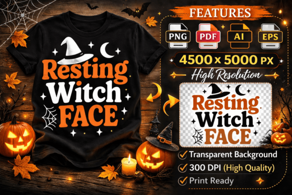Resting Witch Face Halloween SVG Design: Elevating Spooky Season Style
